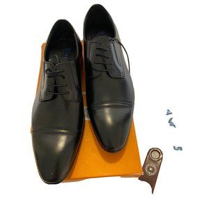 Vintage, Riancess NIB Mens Pointed Toe, black leather Dress Shoes, size 8 (42)